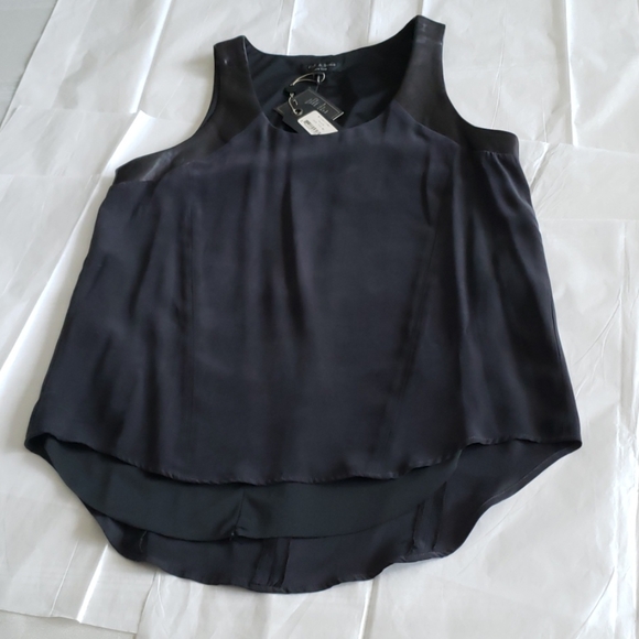 Rag & Bone Leather SILK Tank Top Tunic Black NEW - Picture 8 of 16